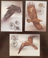 RUSSIE URSS Oiseaux, Pajaros, Aves, Birds, Rapace, Yvert 5742/44 Sur Carte Maximum FDC - Águilas & Aves De Presa