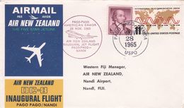 New Zealand 1965 Inaugural Flight Pago Pago To Nandi By DC-8, Souvenir Cover - Brieven En Documenten