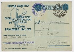 CARTOLINA FRANCHIGIA 1942 PRIMA MOSTRA DEGLI ARTISTI ITALIANI (SX82 - Portofreiheit