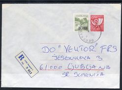 YUGOSLAVIA 1988 Posthorn 220 D. Registered Stationery Envelope Used With Additional Franking.  Michel U83 - Ganzsachen