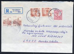 YUGOSLAVIA 1987 Posthorn 106 D.stationery Envelope Registered With Additional Franking.  Michel U80 - Enteros Postales