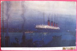 CUNARD LINE - RMS MAURETANIA AT CHERBOURG - Passagiersschepen