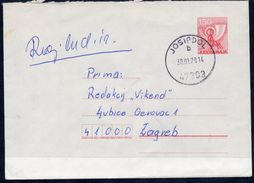 YUGOSLAVIA 1977 Posthorn 1.50 D.stationery Envelope Used Without Additional Franking.  Michel U70 - Enteros Postales