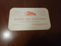 FACTURE CARTON VIERGE HOTEL DES ROCHERS PLOUMANACH PADEL PROPRIETAIRE ANNEE CIRCA 10-30 - Sport En Toerisme