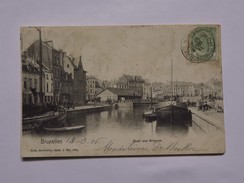 C.P.A. BRUXELLES : Quai Aux Briques, Timbre 1906 - Maritime