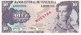 ESPECIMEN -BILLETE DE VENEZUELA DE 10 BOLIVARES DEL AÑO 1980 SIN CIRCULAR-UNCIRCULATED (SPECIMEN) (BANKNOTE) MUESTRA - Venezuela