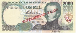 ESPECIMEN -BILLETE DE VENEZUELA DE 2000 BOLIVARES DEL AÑO 1998 SIN CIRCULAR - UNCIRCULATED (SPECIMEN) (BANKNOTE) - Venezuela