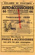 75- PARIS- PUBLICITE AUTO ACCESSOIRES-PNEUS-RECLAMES PRINTEMPS 1939- AUTOMOBILE-66 AV. GRANDE ARMEE- - Auto's