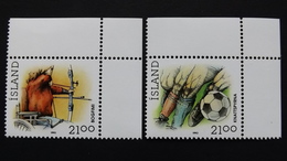 Island 728/9 **/mnh,  Bogenschießen, Fußball - Unused Stamps