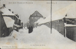 SAINT PIERRE ET MIQUELON - CARTE De La RUE BORDA En HIVER - Ed. BREHIER - TIMBREE AU DOS - Saint Pierre And Miquelon