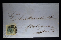 Austria-Lombardei & Venetien Umschlag Milano -> Bologna 1857  Sa 22  Mi 5 Y   45 C. Machine Paper Nice Wide Borde - Storia Postale