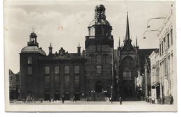 Old Real Photograph Postcard, Holland, Goes, Stadhuis Met Kerk, Buildings, People. - Goes