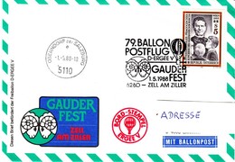 Österreich 1988 Ballonpost 6280 ZELL AM ZILLER , Bordstempel ERGEE V - Per Palloni