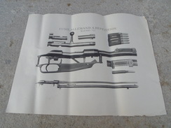 Rare Plan Affiche Fusil Systeme Mauser A Repetition Mle 1888 - Armas De Colección