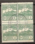 1903 San Marino Saint Marin CIFRA O VEDUTA 5c Verde (35) In QUARTINA Usata USED Bl.4 - Used Stamps