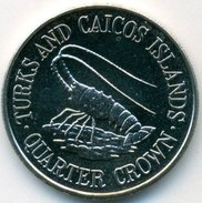 Turks & Caicos Islands 1/4 Quarter Crown 1981 UNC Elizabeth II Spiny Lobster - Turks And Caicos Islands