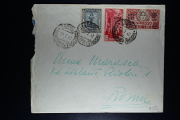 Libia:  Cover Tripoli To Roma  1942 Sa E 17 Espresso + Agenzia Label At Back - Libye