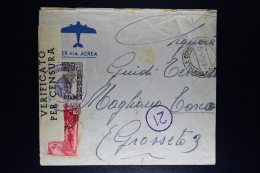 Libia:  Cover To Grosseto  1941 Censor Cancels And Strip Mixed Stamps Right Side Cut Of - Libyen