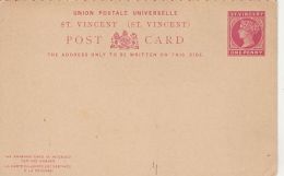 QUEEN VICTORIA, ONE PENNY PC STATIONERY, ENTIER POSTAL, ABOUT 1890, ST VINCENT - St.Vincent (...-1979)