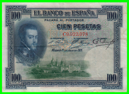 ESPAÑA BILLETE DE ALFONSO XIII  II REPUBLICA AÑO 1925 - 100 Pesetas