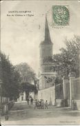 SAINTE HERMINE , Rue Du Château Et L' Eglise , 1907 , CPA ANIMEE - Sainte Hermine