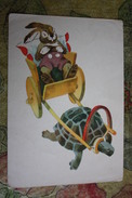 Bunny RIDING TURTLE - Soviet PC - Humour - 1957 - Tartarughe