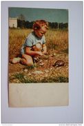 LITTLE BOY WITH TURTLE - Testudo -   Tortue  Old SOVIET Postcard 1969 - Turtles