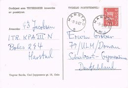 26466. Tarjeta Privada HARSTAD (Noruega) 1967. Partida Ajedrez, Chess - Storia Postale