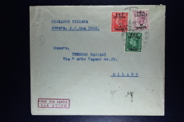 Eritrea Occupation B.M.A. 1949  Sa Nr 1 + 2 + 7  Airmail Cover From Asmara To Milano Tricolor Franking - Eritrea
