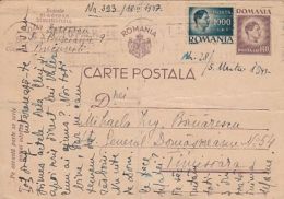 KING MICHAEL STAMP, PC STATIONERY, ENTIER POSTAL, 1947, ROMANIA - Brieven En Documenten