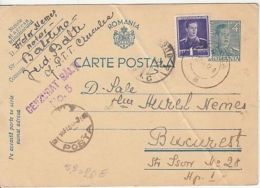 KING MICHAEL STAMPS, CENSORED BALTI NR 5, WW2, PC STATIONERY, ENTIER POSTAL, 1942, ROMANIA - Covers & Documents