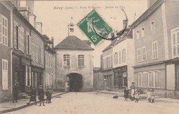 Delcampe - ERVY - LA PORTE SAINT NICOLAS - JUSTICE DE PAIX - BELLE CARTE ANIMEE - COMMERCES - 2 SCANNS -  TOP !!! - Ervy-le-Chatel