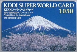 JP.- Japan, Telefoonkaart. Telecarte Japon. Vulkaan. KDDI SUPER WORLD CARD 1050. PREPAID CARD FOR INTERNATIONAL - Vulcani