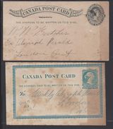 CANADA - Deux Entiers Postaux One Cent  Circulés - - 1860-1899 Regno Di Victoria