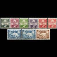 GREENLAND 1938 - Scott# 1-9 King And Bear Set Of 9 MNH - Nuovi