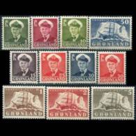 GREENLAND 1950 - Scott# 28-38 King And Polar Ship Set Of 11 LH - Nuovi