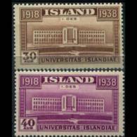 ICELAND 1938 - Scott# 210-1 Indep.-University 30-40a MNH - Unused Stamps