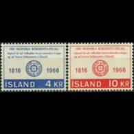 ICELAND 1966 - Scott# 386-7 Literary Scoiety Set Of 2 MNH - Neufs