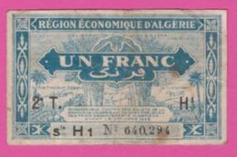 ALGERIE - 1 Franc Du 31 01 1944 2 ème Trimestre Série H1 - Pick 101 - Fine - Algérie