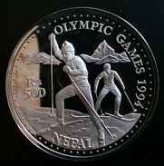 NEPAL 500 RUPEE ND 1993 SILVER PROOF "1994 Olympics Games" Free Shipping Via Registered Air Mail - Népal