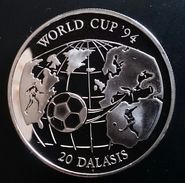 GAMBIA 20 DALASIS 1994 SILVER PROOF "Soccer - World Cup 1994" (free Shipping Via Registered Air Mail) - Gambie