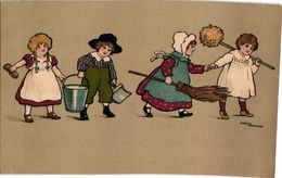 1  CPA  Illustrator  Ethel Parkinson    Equipe De Nettoyage   Cleaning Crew - Parkinson, Ethel