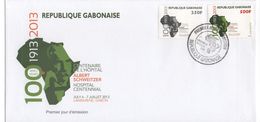 Gabon Gabun 2013 Mi. 1710 - 1711 FDC 1 GREEN / 1913 Centenaire Hopitel Albert Schweitzer 250 & 500 F - Gabon (1960-...)