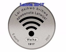 Wi-FI 2017 Silver Coin 5 Euro Of The Centenary Of Latvia Freedom  Proof Box - Lettonie