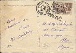 MAROC - 1939 - CARTE De CASABLANCA Avec RARE DAGUIN "QCE MARQUES DES PRODUITS DE QUALITE" => BLIDA (ALGERIE) - Storia Postale