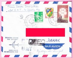 LNL_07 - Première Liaison Aérienne Paris-Dakar Par "Jetliner" U.A.T. Le 10/09/60 - 1960-.... Covers & Documents