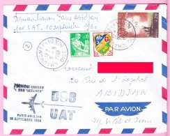 LNL_09 - Première Liaison Aérienne Paris-Abidjan Par "Jetliner" U.A.T. Le 10/09/60 - 1960-.... Lettres & Documents