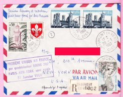 LNL_17 - Première Liaison Air France Paris-New-York Sans Escale Par Boeing 707 Le 31/01/60 - Lettre Recommandée - 1960-.... Lettres & Documents