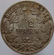 Germany 1/2 Mark 1916 A UNC - Silver - 1/2 Mark