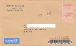 6076FM- AMOUNT 600, DUCK, RED MACHINE STAMP ON REGISTERED COVER, 2010, JAPAN - Lettres & Documents